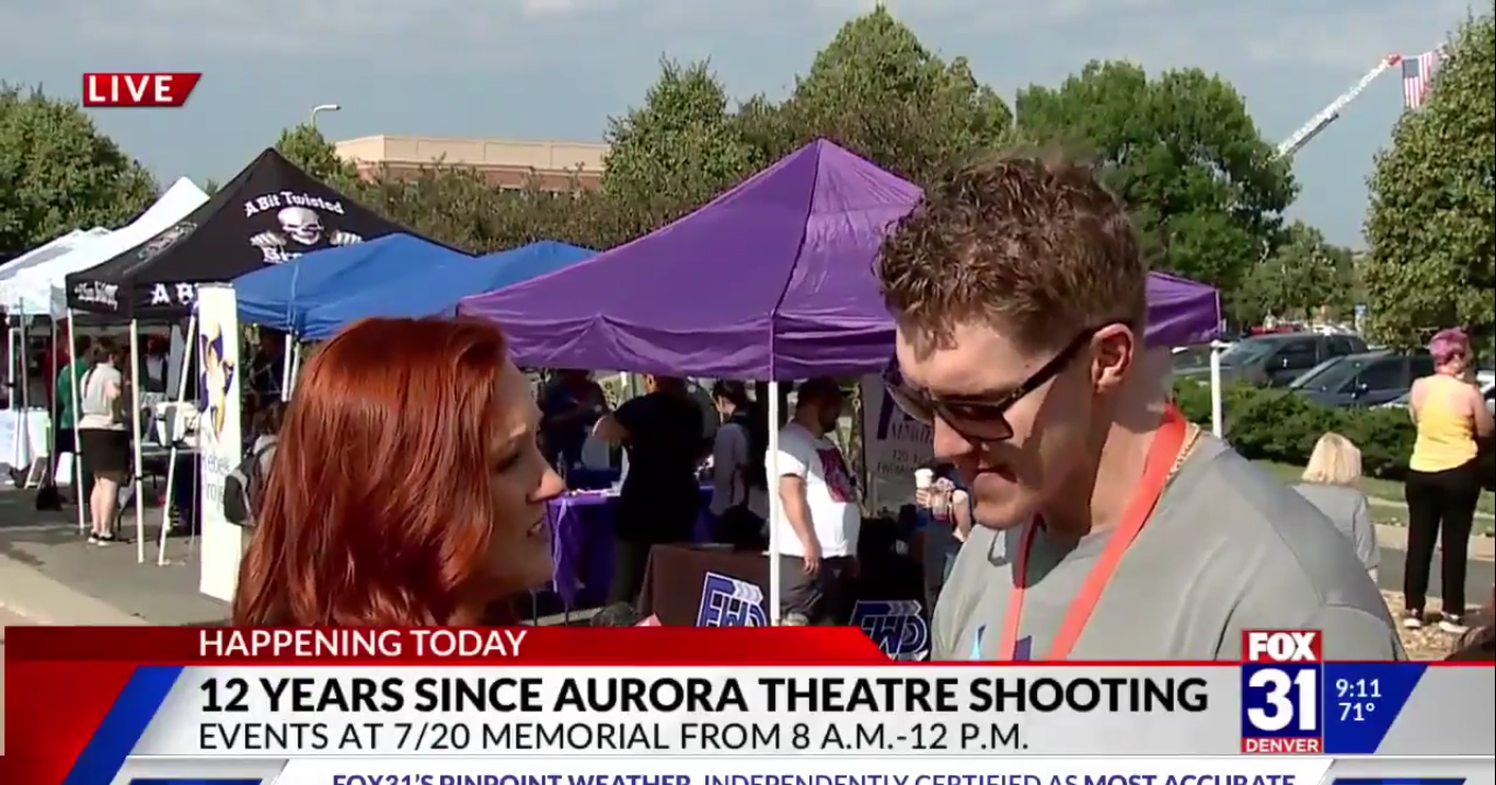 Gabby Easterwood interviewing Zack Golditch at the Heroes Journey 5K